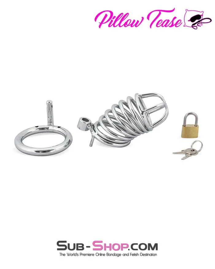 Male Sex Toys 3749M Cock Blocker Locking Steel Tease and Torment Chastity Cock Cage Moonwell