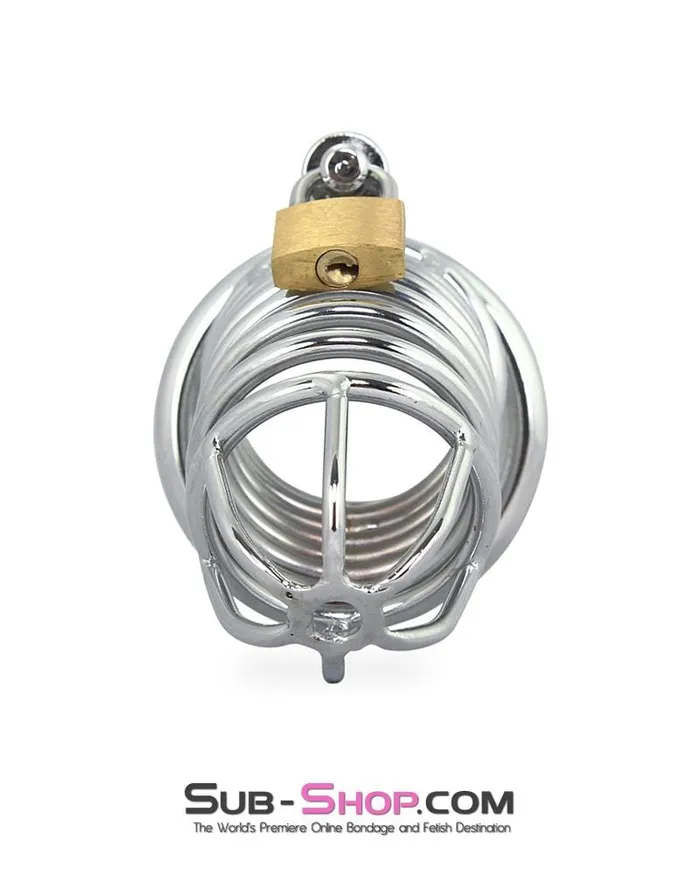 Male Sex Toys 3749M Cock Blocker Locking Steel Tease and Torment Chastity Cock Cage Moonwell