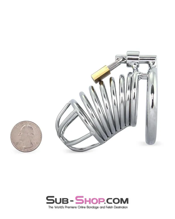 Male Sex Toys 3749M Cock Blocker Locking Steel Tease and Torment Chastity Cock Cage Moonwell