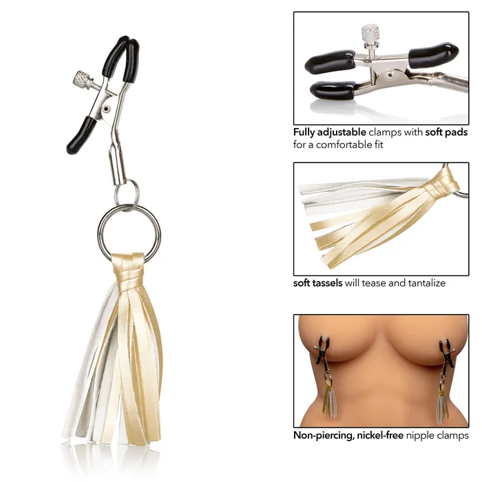 Male Sex Toys Calexotics Fun Tassel Nipple Clamps for Exciting and Comfortable Adventures