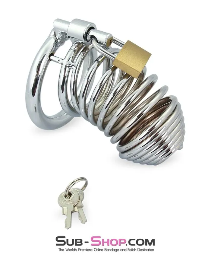 Male Sex Toys Moonwell 7902M Curved Spiral Steel Chastity Tease and Torment Cock Cage