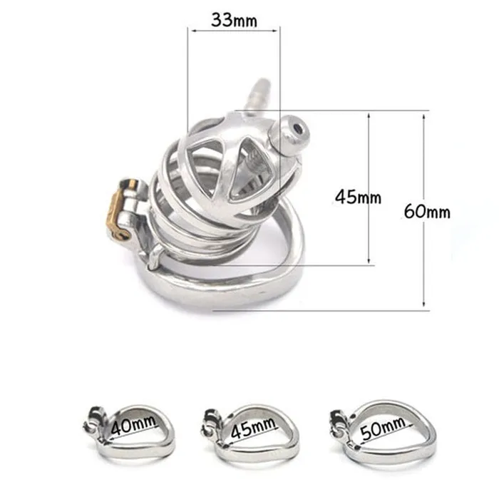 Moonwell Male Sex Toys 0687M Steel Cage Locking Chastity with Cum Thru Urethral Probe