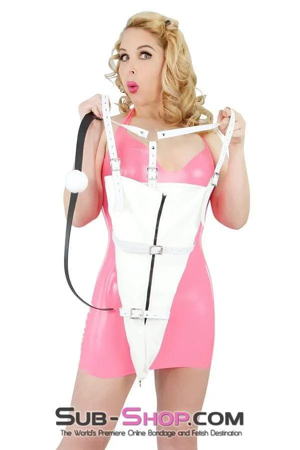 Moonwell Male Sex Toys 7001MSIS Prissy Sissies White Zippered Armbinder BDSM Roleplay with Locking Straps