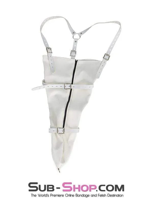 Moonwell Male Sex Toys 7001MSIS Prissy Sissies White Zippered Armbinder BDSM Roleplay with Locking Straps