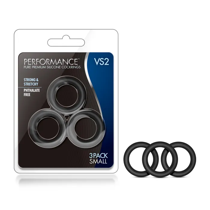 Performance Vs2 Pure Premium Silicone Cockrings Small Black Blush Anal