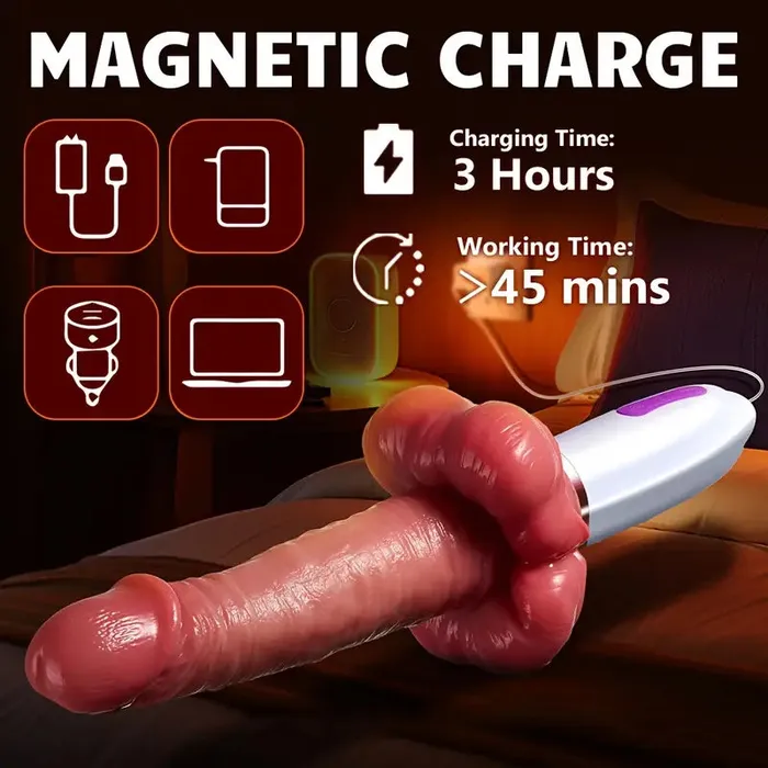 3 In 1 Big Mouth Thrusting heating Dildo Machine With Suction Cup Remote Control Lurevibe Female Sex Toys