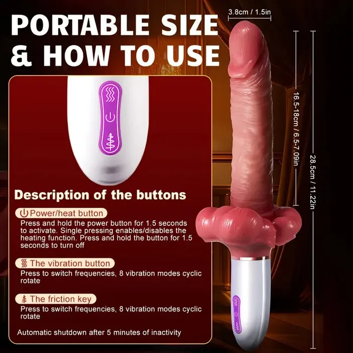 3 In 1 Big Mouth Thrusting heating Dildo Machine With Suction Cup Remote Control Lurevibe Female Sex Toys