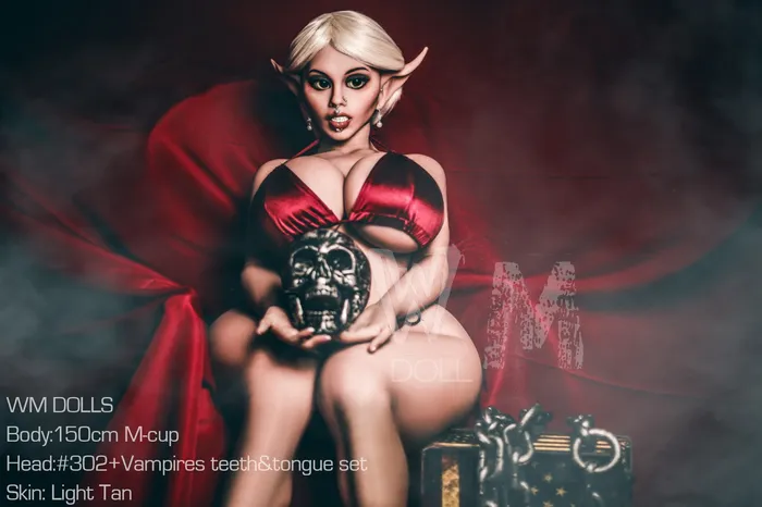 Anastasia150cm4ft9 2020 BBW Sex Doll Head with Elf Ear Vampire Erotic Toy WM DOLL Male Sex Toys