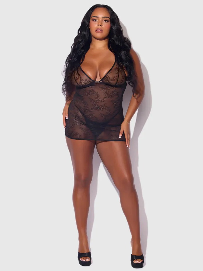 Fredericks Of Hollywood Couples Chiara Lace Strappy Open Back Chemise