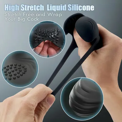 lurevibe 10Pattern Vibrations Balls Dense Tickler Penis Ring Male Sex Toys