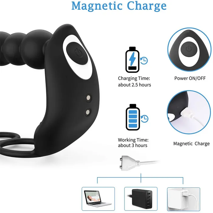 Lurevibe Butt Plug Anal with Penis Ring Rechargeable Vibrator Waterproof Prostate Massager Lurevibe Male Sex Toys