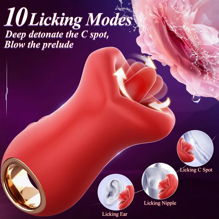 lurevibe Female Sex Toys Lurevibe 3IN1 Handle MouthShaped 10 Tongue Licking Kissing