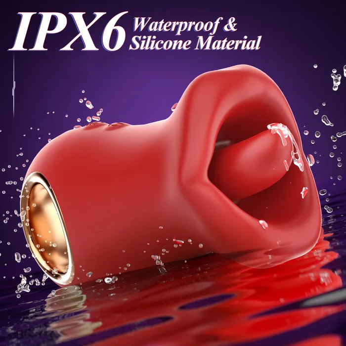 lurevibe Female Sex Toys Lurevibe 3IN1 Handle MouthShaped 10 Tongue Licking Kissing