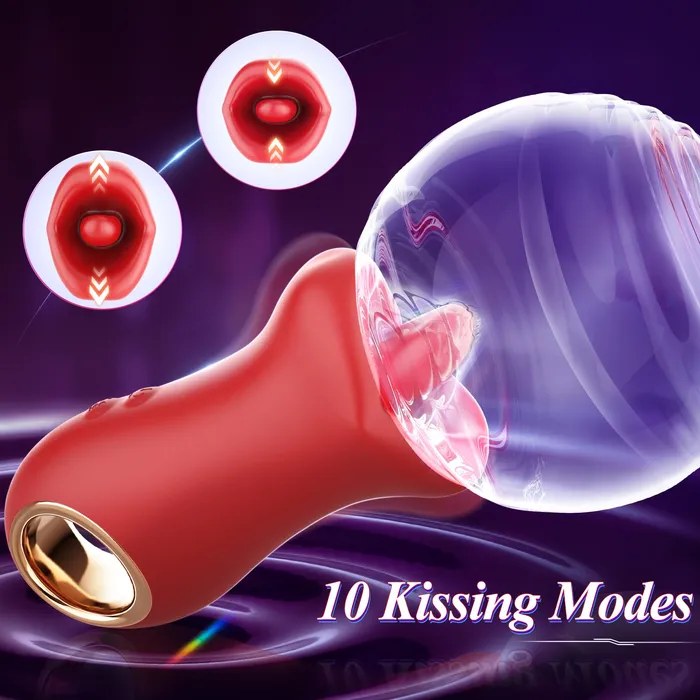 lurevibe Female Sex Toys Lurevibe 3IN1 Handle MouthShaped 10 Tongue Licking Kissing