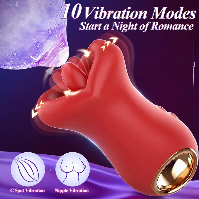 lurevibe Female Sex Toys Lurevibe 3IN1 Handle MouthShaped 10 Tongue Licking Kissing