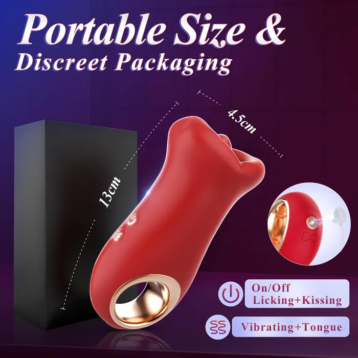 lurevibe Female Sex Toys Lurevibe 3IN1 Handle MouthShaped 10 Tongue Licking Kissing