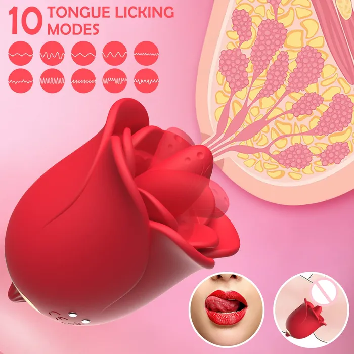 Lurevibe Female Sex Toys Lurevibe Rose Toys Nipples Clitorals Stimulator With Tongue For Women