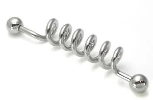 14g 15 Spiral Industrial Barbell Painful Pleasures Vibrators
