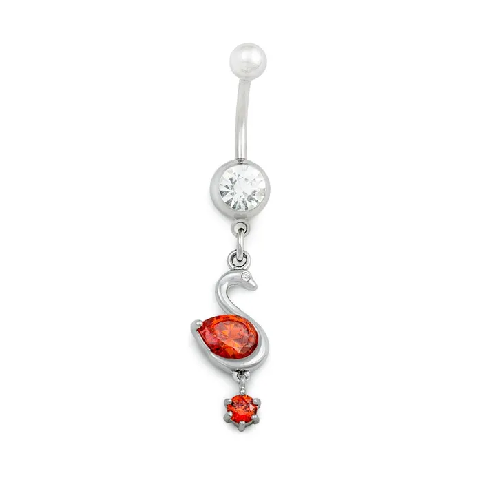 14g 38 Blood Red Swan Dangle Belly Button Ring Painful Pleasures Male Sex Toys 14g 38 Blood Red Swan Dangle Belly Button Ring Painful Pleasures Male Sex Toys