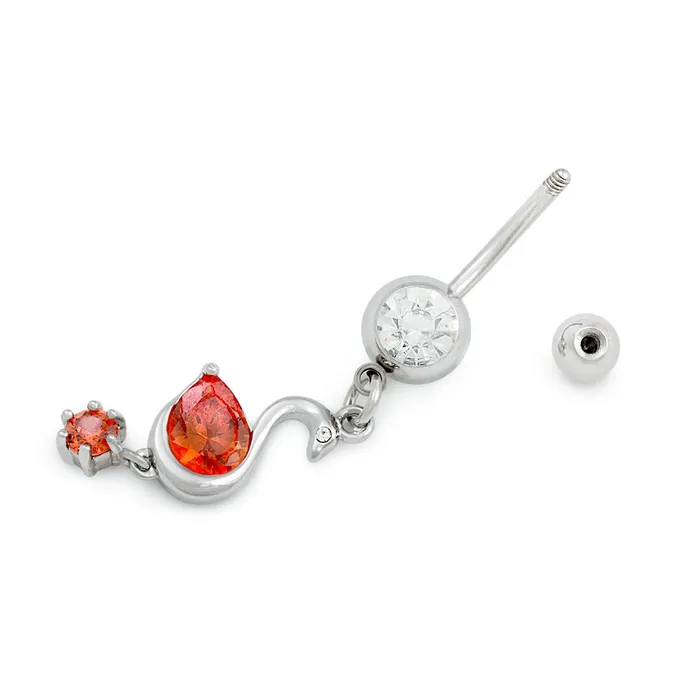 14g 38 Blood Red Swan Dangle Belly Button Ring Painful Pleasures Male Sex Toys