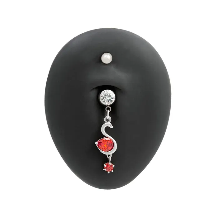 14g 38 Blood Red Swan Dangle Belly Button Ring Painful Pleasures Male Sex Toys