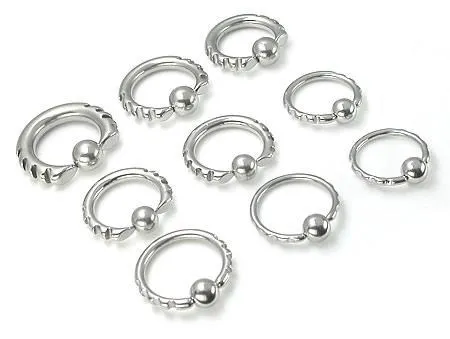 14g6g Techno Tribal Captive Bead Ring with Eight Fiery Indents Painful Pleasures Male Sex Toys