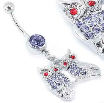14g 716 SINGLE GEM LAVENDER Navel with OWLS on BRANCH Dangle Jewelry Painful Pleasures Female Sex Toys 14g 716 SINGLE GEM LAVENDER Navel with OWLS on BRANCH Dangle Jewelry Painful Pleasures Female Sex Toys