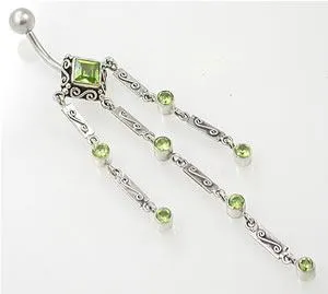 14g 716 Triple Dangle Sterling Silver Bali Belly Button Ring Painful Pleasures Male Sex Toys 14g 716 Triple Dangle Sterling Silver Bali Belly Button Ring Painful Pleasures Male Sex Toys