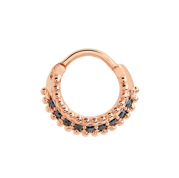 16g PVD Rose Gold Black Jeweled Prominence Septum Clicker Painful Pleasures Vibrators 16g PVD Rose Gold Black Jeweled Prominence Septum Clicker Painful Pleasures Vibrators