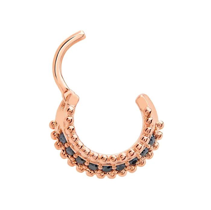 16g PVD Rose Gold Black Jeweled Prominence Septum Clicker Painful Pleasures Vibrators