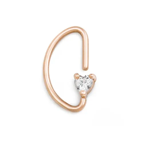 16g PVD Rose Gold Heart Crystal Bendable DRing Price Per 1 Painful Pleasures Vibrators 16g PVD Rose Gold Heart Crystal Bendable DRing Price Per 1 Painful Pleasures Vibrators