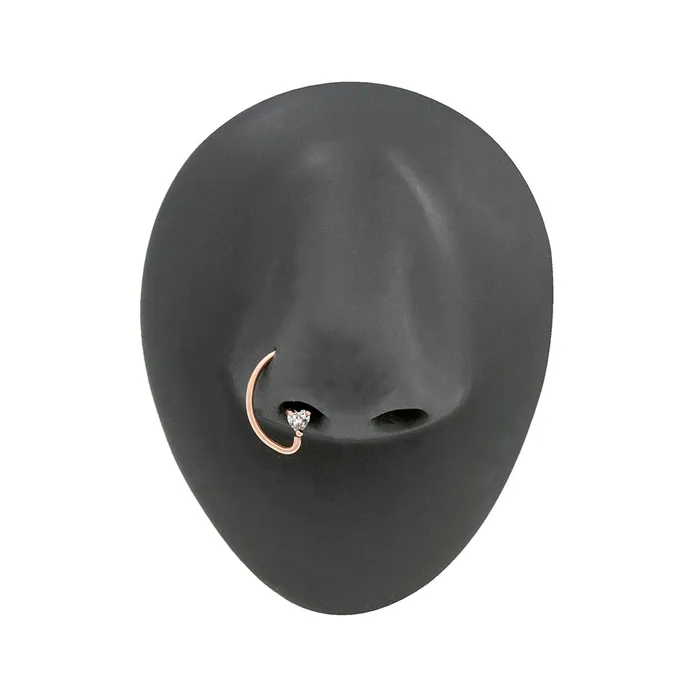 16g PVD Rose Gold Heart Crystal Bendable DRing Price Per 1 Painful Pleasures Vibrators