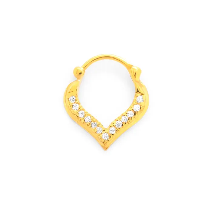18g Gold Plated Crystal Jeweled Teardrop Septum Clicker Elementals Organics Anal 18g Gold Plated Crystal Jeweled Teardrop Septum Clicker Elementals Organics Anal