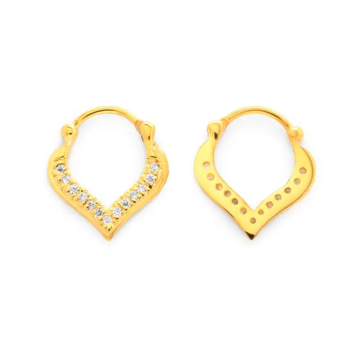 18g Gold Plated Crystal Jeweled Teardrop Septum Clicker Elementals Organics Anal