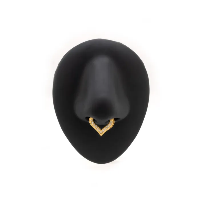 18g Gold Plated Crystal Jeweled Teardrop Septum Clicker Elementals Organics Anal