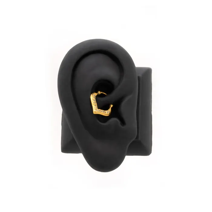 18g Gold Plated Crystal Jeweled Teardrop Septum Clicker Elementals Organics Anal