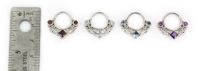 18g Sterling Silver With Gems Septum or Earring Jewelry Elementals Organics Male Sex Toys