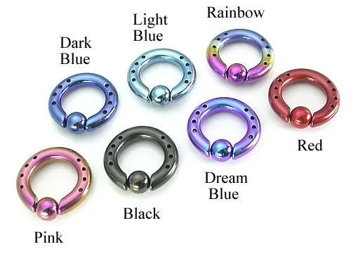 6g Industrial Captive bead ring with Drilled Holes Painful Pleasures Male Sex Toys