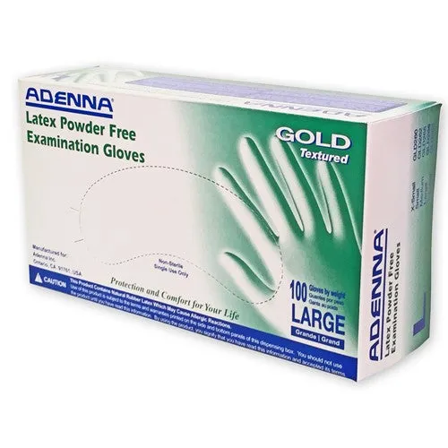 Adenna Anal Adenna Gold Disposable Latex Gloves Box of 100