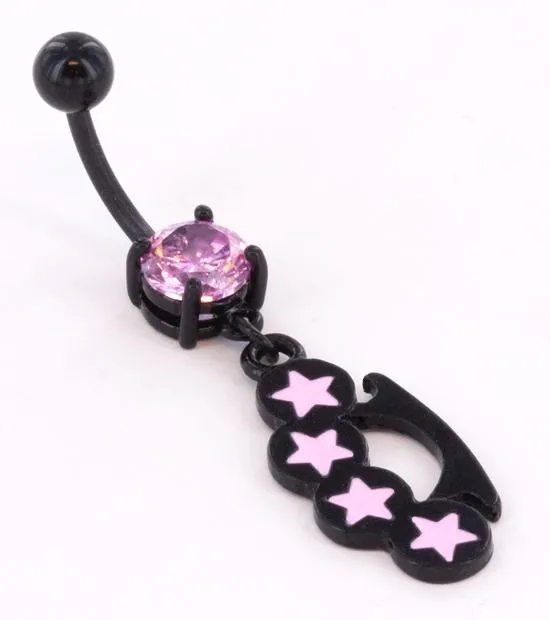 Anal Black Knuckles n Stars 14g 716 Belly Button Body Jewelry Painful Pleasures