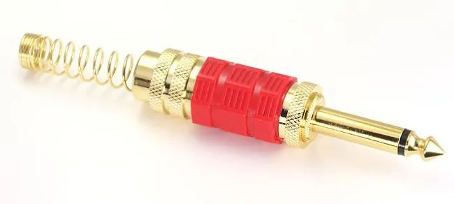 Anal Deluxe Gold Plated Quarter Inch Jack Mono Plug With Red Accent Precision Anal Deluxe Gold Plated Quarter Inch Jack Mono Plug With Red Accent Precision