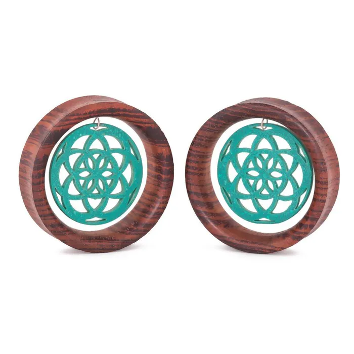 Anal Elementals Organics Dangling Turquoise Seed of Life Red Tigerwood Tunnel 28mm50mm Price Per 1 Anal Elementals Organics Dangling Turquoise Seed of Life Red Tigerwood Tunnel 28mm50mm Price Per 1
