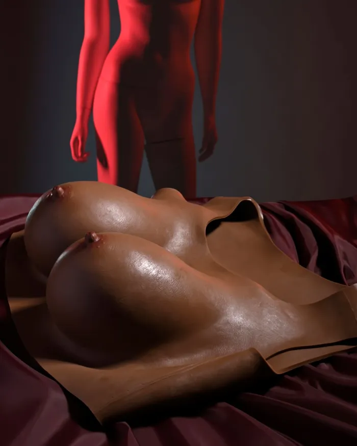 Anal Evolved Novelties Gender X Wearable Silicone D Cup Breasts Chocolate