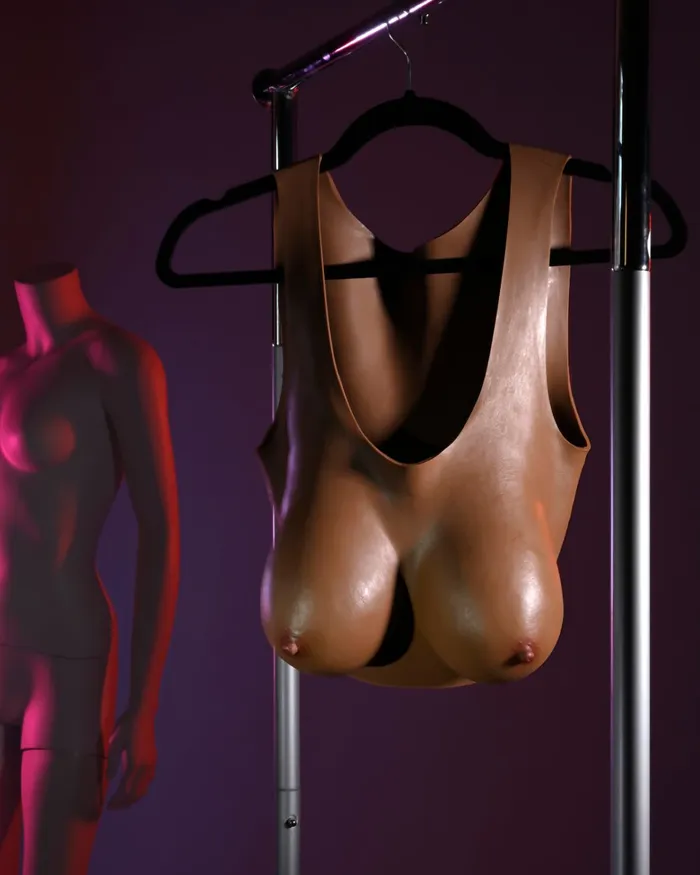 Anal Evolved Novelties Gender X Wearable Silicone D Cup Breasts Chocolate