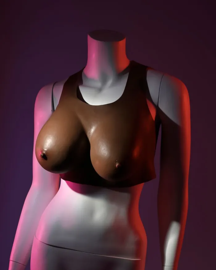 Anal Evolved Novelties Gender X Wearable Silicone D Cup Breasts Chocolate