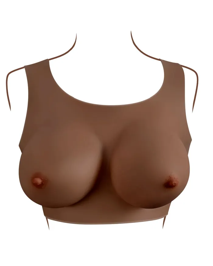 Anal Evolved Novelties Gender X Wearable Silicone D Cup Breasts Chocolate
