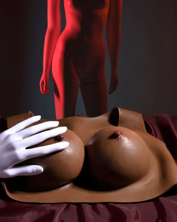 Anal Evolved Novelties Gender X Wearable Silicone D Cup Breasts Chocolate