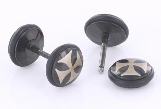 Anal IRON CROSS on Black Fake Illusion Piercing Plug 16g thin post Price Per 1 Painful Pleasures Anal IRON CROSS on Black Fake Illusion Piercing Plug 16g thin post Price Per 1 Painful Pleasures