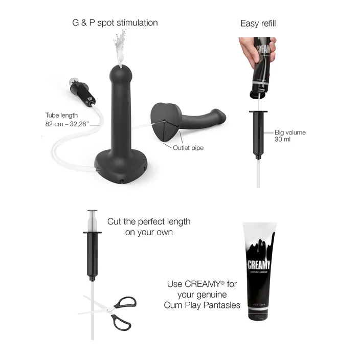 Anal Lovely Planet StrapOnMe 75 Inch Silicone Squirting Cum Dildo Black
