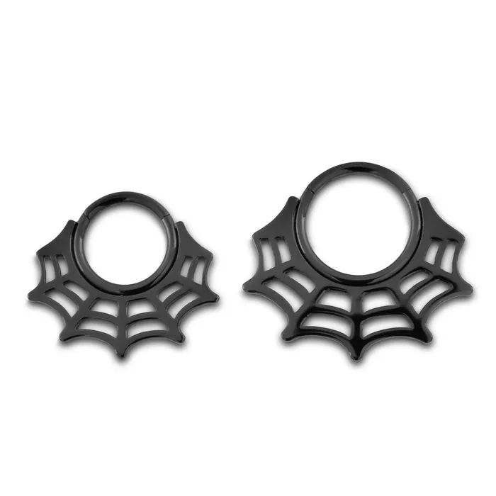 Anal Painful Pleasures 16g PVD Black Spiderweb Titanium Clicker Price Per 1